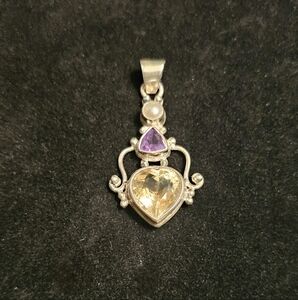 Sterling Silver Pendant with Pearl, Amethyst, and Citrine